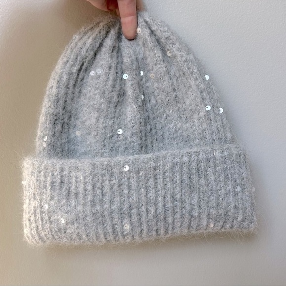 NWOT Zara Alpaca and Wool Blend Sequin Beanie Hat - Picture 6 of 6